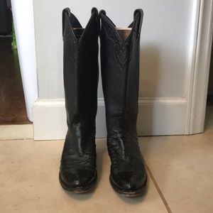 Dan Post Black Leather Cowboy Boots